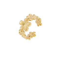 PRICES MAY VARY. CHARMING FLOWER DESIGN: Our flower gold ring features an adorable flower design, making it a delightful and eye-catching piece. This statement ring adds a touch of floral charm to your collection, really nice for women who love cute and stylish accessories. PREMIUM 14K GOLD PLATING: Crafted with 14K gold plating, this daisy ring offers a luxurious shine and lasting durability. The high-quality finish ensures that the ring maintains its brilliance over time, making it a reliable Chunky Gold Rings, Flower Gold Ring, Daisy Rings, Gold Rings For Women, Daisy Ring, Geometric Ring, Flower Branch, 14k Gold Ring, Open Ring