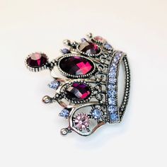 Dark & light purple and pink crystal rhinestone princess vintage crown brooch. Catches the light and sparkly. Not intended for children ages 13 and under. Also, for many items we can accommodate large orders, so please send us a message. Purple Rhinestone Brooches For Gifts, Vintage Purple Jewelry With Rhinestones, Vintage Purple Wedding Brooches, Matte Red Lips, Luxury Antique Purple Brooches, Luxury Vintage Purple Brooches, Diy Jewelry Gifts, Choker Collar Necklace, Crown Royal