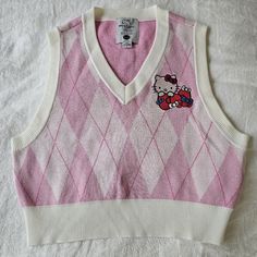 Super Cute Hello Kitty Sweater Vest Size S Never Worn Cute Hello Kitty, Hello Kitty Sanrio, Pink Hello Kitty, Study Style, Sweater Vest, Pink White, Pink Ladies