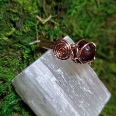 Garnet Ring, Copper, Wire Wrapped, Handmade, Custom Sized, Gift, Authentic Stone, Genuine Stone, Sizes 3-15, Mens, Womens, - Etsy Adjustable Spiritual Rings, Spiritual Healing Rings With Natural Stones, Hand Wrapped Spiritual Jewelry For Anniversary, Spiritual Hand Wrapped Jewelry For Anniversary, Spiritual Crystal Gemstone Ring For Anniversary, Spiritual Promise Rings, Spiritual Healing Rings, Adjustable Mystical Promise Ring, Unique Crystal Promise Ring With Gemstone