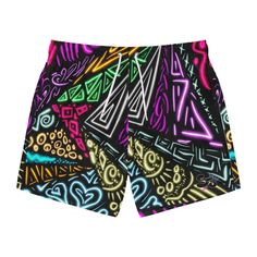 Nothing can swoosh down the summer heat like a dive into the sea - or into the nea l rest pool. These personalized swim trunks are here to take on your exclusive designs and most playful patterns. With an all-over-print capability accompanied by vivid colors, these swim trunks help you conquer the summer in custom style.  .: Material: 100% polyester .: Extra light fabric (3.54 oz/yd² (120 g/m .: Fast-dry fabric .: Mesh basket lining  .: Mesh-lined side pockets .: Printed care label inside .: Drawstring waist Multicolor Swim Trunks For Poolside, Fun Short Summer Swimwear, Fun Summer Shorts For Poolside, Playful Sports Swimwear For Beach Season, Playful Swimwear For Sports In Beach Season, Playful Swimwear For Sports During Beach Season, Playful Graphic Print Swimwear, Multicolor Fun Swim Trunks For Summer, Multicolor Swim Trunks For Summer Swimming