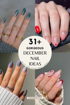 Get ready for the season with these stunning December nails! From festive reds and greens to elegant icy blues and silvers, these winter nail designs are perfect for all your holiday events. Discover the top 2024 trends in colors like white, black, pink, red, light blue, gold, and green. Save these ideas for your next mani to stay on trend this winter! #DecemberNails #NailDesigns #NailInspo #WinterNails #2024Trends #HolidayNails #NailArt #ChristmasNails #SimpleNails #CuteNails #ElegantNails December Nails, Snowflake Nails, Winter Nail Designs, Holiday Red, Classic Holiday, Elegant Nails, Accent Nails, Green Nails, Holiday Nails