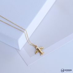 14K Real Solid Gold Journey Fly Airplane Pendant Charm Necklace Traveling Best Gifts For Stewardess Flight Attendants Pilots Friend Monsini 💕💕【Materials & Specifications:】 - 14K Solid gold pendant and chain - Chain thickness is 0.9mm - Hamsa pendant dimensions are Width:1.3cm (0.51in) Length:1.5cm (0.59in) 💕💕【Available in 4 different chain lengths】 42 cm (16.5 in) 44 cm (17.3 in) 46 cm (18.1 in) 48 cm (18.8 in) Gold Color Option : Yellow Gold,White Gold Rose Gold BEAUTIFUL! Airplane pend Yellow Gold Pendant Necklaces For Travel, Airplane Pendant, Travel Necklace, Beautiful Gold Necklaces, Hamsa Pendant, Flight Attendants, Christmas Gifts For Women, Spring Rings, Chain Lengths