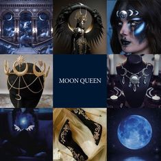 a collage of images with the moon queen