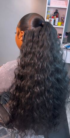 Deep Wave Bundles Hairstyles, Black Women Hairstyles Weave Sew Ins Half Up Half Down, Two Braid Leave Out, 30 Inch Half Up Half Down Weave, Curly Low Half Up Half Down, Long Lasting Black Hairstyles, Sow In Half Up Half Down, Back To School Quick Weave, Closures Sew In