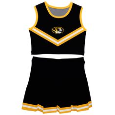 Missouri Tigers MU Vive La Fete Game Day Black Sleeveless Chearleader Set Cheer Costumes, Black Cheerleaders, Mizzou Tigers, Missouri Tigers, Black Sleeveless, Sewing Ideas, Team Spirit, Look Cool, Soft Knits