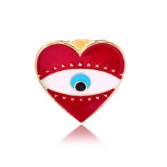 Red Eye-Heart Ring In Korean Style. Beautiful Scarlet Heart In Gold-Colored Metal. Please Let Me Know If You Have Any Questions Love You Rings For Women Gold, Heart Eye, Fake Earrings, Red Love Heart, Open Rings, Sunflower Pendant, Rice Bead, Evil Eye Ring, Flower Bird