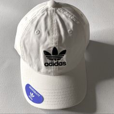 Adidas Men's Originals Relaxed Strapback Cap Hat - White W Black Trefoil (Nwt) Adidas Cap, Cap Men, Adidas White, White Adidas, Adidas Men, Caps Hats, Color White, Man Shop, Adidas