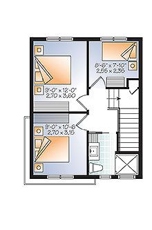 the floor plan for a small house with two levels and an upper level living area