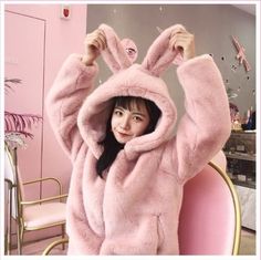 Fluffy Kawaii Bunny Ears Coat sold by KoKo Fashion. Shop more products from KoKo Fashion on Storenvy, the home of independent small businesses all over the world. Bunny Ear Hoodie, Hunny Bunny, Kimono Yukata, Kawaii Bunny, Pink Bunny, Pink Coat, Ear Jacket, Rabbit Ears, Bunny Plush