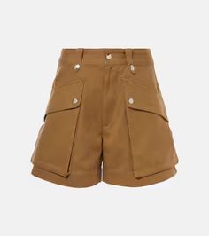 Jemmy cotton shorts in brown - Marant Etoile | Mytheresa Utility High-waisted Shorts With Patch Pockets, Utility Bottoms With Flap Pockets, Utility Shorts With Flap Pockets, Utility High-waisted Cargo Shorts With Patch Pockets, High-waisted Utility Cargo Shorts With Patch Pockets, High-waisted Cargo Shorts With Patch Pockets, Cotton Shorts With Flap Pockets, Utility Cotton Cargo Shorts, Utility Cotton Shorts With Flap Pockets