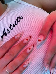 Vday Nails, February Nails, Her Nails, Classy Acrylic Nails, Pink Acrylic Nails, Heart Nails, Fire Nails, Pretty Acrylic Nails, Valentine's Day Nails