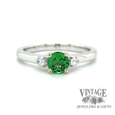 Tsavorite and diamond 14kw gold ring Luxury Classic Tsavorite Diamond Ring, Luxury White Gold Diamond Ring With Tsavorite, Tsavorite Garnet, White Gold Ring, Sparkle Diamonds, Three Stone, White Gold Rings, Gold Ring, Natural Diamonds