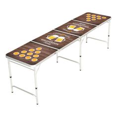 three beer themed tables with different types of beers on them and the words cheers & beers custom personal by reflections