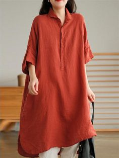 Description Product ID: DS2032305 Material: Cotton, Linen Neckline: Round Neck Sleeve: Long Sleeve Length: Above Knee Length Pattern: Solid Season: Spring, Autumn Style: Fashion, Simple, Casual Occasion: Vacation, Street, Daily Closure Type: Pullover Package included: 1 * Piece of Dress Size Chart (Asian Size): Please allow 1-3 cm measured error. Tag Size Length Chest Shoulder cm | inch cm | inch cm | inch M 105cm | 41.3'' 116cm | 45.6'' 76cm | 29.9'' L 106cm | 41.7'' 120cm | 47.2'' 77cm | 30.3' Red Relaxed Fit Dress For Spring, Red Non-stretch Casual Dress, Casual Red Non-stretch Dress, Red Relaxed Fit V-neck Dress, Red V-neck Relaxed Fit Dress, Red Relaxed Fit Long Sleeve Dress, Red Half Sleeve Dress For Fall, Casual Orange Half Sleeve Dress, Red Half Sleeve Summer Dress