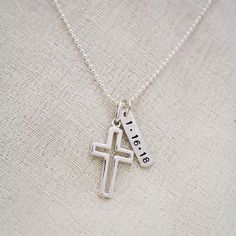 Personalized Boys Cross Necklace Boys Confirmation or First Communion #boysconfirmation #largecross #crossnecklace #confirmationgift #tracytayandesigns Personalized White Cross Necklace, White Gold Cross Pendant For First Communion, White Gold Cross Pendant Necklace For First Communion, Silver Personalized Cross Necklace, Personalized White Gold Cross Necklace, White Cross Necklace For First Communion, Personalized Silver Crucifix Jewelry, Personalized White Cross Pendant Necklaces, Personalized White Cross Pendant Necklace