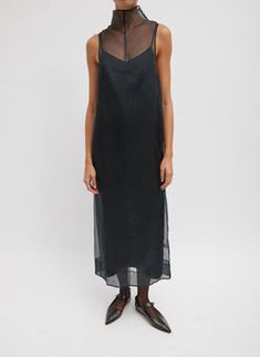 Melee Crepe V-Neck Dress With Organza Lining – Tibi Official