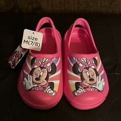 Disney Junior Minnie Shoes In A Size M 7/8 For Little Girls. These Shoes Are Pink, Black And White. Synthetic Sneakers With Character Print And Round Toe, Cute Minnie Mouse Sneakers With Round Toe, Disney Character Print Sneakers With Round Toe, Cute Closed Toe Synthetic Sneakers, Disney Pink Round Toe Sneakers, Pink Disney Sneakers With Round Toe, Casual Minnie Mouse Sneakers With Round Toe, Pink Minnie Mouse Low-top Sneakers, Casual Pink Minnie Mouse Sneakers