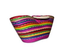 Multicolor beach handbag made of woven palm with twin handles and velcro strap. 17.75 in tall, 9.5 in length and 7.5 in width.Palm baskets and other woven palm products represent one of Mexico's oldest traditional crafts. All woven items are produced by hand by local basket crafters in the villages throughout Mexico where an abundance of palm groves are found. Casual Multicolor Rectangular Straw Bag, Multicolor Rectangular Shoulder Bag For Beach, Multicolor Rectangular Straw Bag For Beach Season, Colorful Rectangular Beach Bag For Shopping, Casual Multicolor Straw Bag For Market, Multicolor Woven Beach Bag For Market, Rectangular Multicolor Straw Beach Bag, Fair Trade Rectangular Straw Beach Bag, Rectangular Fair Trade Straw Beach Bag