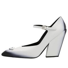 (WMNS) PRADA Brushed Leather Pumps 'White Black Ombre' 1I982M_055_F0009_F_A095 White Calf Leather Heels For Evening, White Heels With Buckle Closure For Evening, White Evening Heels With Buckle Closure, Designer White Heels With Buckle Closure, White Calf Leather Heels For Party, Limited Edition Sneakers, Black Ombre, White Pumps, Sports Sneakers