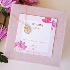 The October Birth Flower Necklace is a captivating addition to our Birth Flower Necklace Collection! This exquisite necklace features the stunning Cosmos, the birth flower for October, symbolizing harmony & balance. The delicately crafted design of the pendant captures the Cosmos's beauty. Let this necklace inspire you to tap into your inner creativity and passion! Whether you're treating yourself or looking for the perfect gift for someone, the October Birth Flower Necklace is an excellent choi