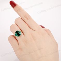 Antique 3.55CT Lab Created Emerald Center Engagement Ring, Anniversary Gift Ring,Promise Ring,Birthstone Ring,Personalized Handcrafted Ring ----------Details info: Metal: Solid 14K Gold / S925 Silver With Gold Plated (Solid 10K/14K/18K White Gold/Yellow Gold/Rose Gold) available to customize,pls feel free to contact us. Ring Size: We usually offer US size 3-10 as listed, need other sizes, pls feel free to contact us. Engagement Ring: Band width is approximately 2.3mm Center Stone: Lab Created Em Green Three Stone Ring Jewelry, Emerald Three Stone Promise Ring Jewelry, Emerald Three Stone Birthstone Ring As Gift, Three-stone Open Ring Jewelry As Gift, Three Stone Emerald Birthstone Ring As Gift, Three Stone Open Ring Jewelry Gift, Green Three Stone Birthstone Ring Gift, Green Three-stone Birthstone Ring Gift, May Birthstone Crystal Ring For Jewelry Making