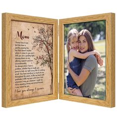 PRICES MAY VARY. ▶ Personalized Poem Picture Frame Gift ◀ with a sweet & heartfelt poem on the frame left side, the frame right and back can display 3 current photos or old photos that can evoke precious memories, making your mom smile every time she sees it . ▶ Perfect Mom Gifts Exquisite Wood Photo Frame ◀ Valentine's Day, Birthday, Mother's Day, Christmas, Mother of the Bride or Mother of the Groom gifts for your wedding day, or any other special occasion in your lives. Moms will love the pre Picture Frame Gift, Mothers Day Poems, Hinged Frame, Mother Of The Groom Gifts, Personalized Picture Frames, Photo Frame Gift, Daughter Christmas, Wood Photo Frame, Mom Day