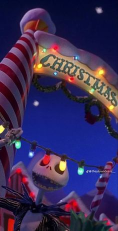 an animated christmas scene with lights and decorations