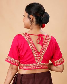 a ready-made, pure cotton, embroidered design blouse. These types of blouses are popular for their comfort and aesthetic appeal, especially in traditional and ethnic wear.  Blouse available in 32,34 waist size waist-32 =36 Bust waist-34=38 Bust Traditional V-neck Top With Chikankari Embroidery, Traditional V-neck Blouse With Zari Work, Festive V-neck Blouse With Resham Embroidery, Embroidered V-neck Traditional Wear For Festivals, Diwali Embroidered V-neck Blouse Piece, Traditional V-neck Chikankari Embroidery Wear, V-neck Traditional Wear With Chikankari Embroidery, Chikankari Embroidered Top For Festivals, Diwali Embroidered V-neck Blouse