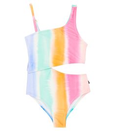 Naan tie-dye cutout swimsuit in multicoloured - Molo | Mytheresa Rainbow Swimwear For Poolside, Rainbow Beachwear Swimwear For Pool, Rainbow Swimwear For Poolside Beachwear, Tie-dye Swimwear For Summer Pool, Summer Tie-dye Swimwear For Pool, Tie Dye Swimwear For Summer Pool Days, Summer Tie Dye Swimwear For Pool, Tie Dye Swimwear For Pool In Summer, Rainbow Swimwear For Summer Poolside