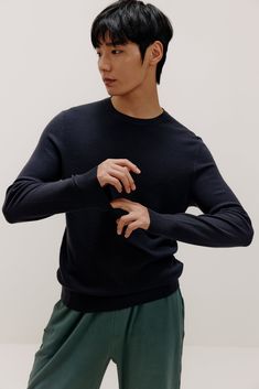 A timeless, versatile cool-weather style staple, our Men’s Knitted Sweater is made from 100% wool to be a cozy essential and pair well with anything – in one day you can wear it over any shirt for a nice work-from-home outfit, then layer on a jacket as you head out for a casual evening event. Details Materials & Care Shipping & Returns • Long sleeve with classic crew neck, a cozy staple for your fall and winter wardrobe.• Made from genuine sheep's wool: soft, warm, yet breathable. Size M is 26.8 Mens Knit Sweater, Work From Home Outfit, Casual Evening, Event Details, Men's Knit, Home Outfit, Steel Blue, Knitted Sweater, Winter Wardrobe