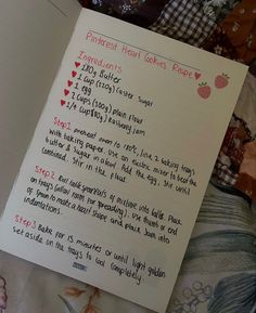 a handwritten recipe for pinterest heart goes recipe written on a piece of paper