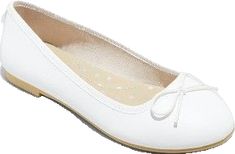 White Synthetic Ballet Flats For Spring, Spring White Synthetic Ballet Flats, White Casual Ballet Flats For Spring, Casual White Ballet Flats For Spring, Casual White Synthetic Ballet Flats, White Synthetic Ballet Flats For Summer, White Synthetic Slip-on Ballet Flats, Casual White Ballet Flats With Round Toe, White Round Toe Casual Ballet Flats