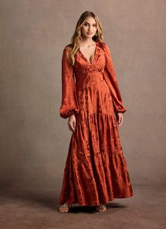 Melissa Rust Long Sleeve Maxi Dress | Azazie Atelier Dress, 2025 Fashion, Boho Dresses, Sleeve Maxi Dress, Long Sleeve Maxi, For Your Party, Long Sleeve Maxi Dress, Party Wedding, Packing List