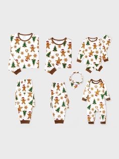 Product Introduction: Celebrate the festive season together with these Christmas printed matching family pajamas featuring a cute gingerbread Man man, Christmas tree, and snowflake prints.
Fabric: Made of 95% polyester and 5% spandex.
Care Instruction: Machine washable. Do not bleach. Iron on low heat.
Key Features: * Please add each size separately to your shopping cart.
* Product features: Christmas family pajamas 
* Fabric characteristics: Soft and stretchy 
* Piece of product: includes 1 set (1 top and 1 bottom set, or 1 jumpsuit, or 1 pet wrap) per size selection.
* Neckline: Round neck 
* Sleeves: Long sleeves 
* Style: Classic and festive 
* Fit: Loose and comfortable 
* Length: Full length 
* Source of goods: Directly from the supplier 
* Supplier: PatPat
Additional information: Pe Matching Pajamas Family, Long Sleeve Pjs, Man Christmas Tree, Christmas Family Pajamas, Prints Fabric, Christmas Pjs, Sleeves Style, Matching Family Pajamas, Family Christmas Pajamas