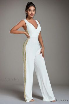 Lasaky - Stylish Embroidered Jumpsuit by Maty Elegant Embroidered Jumpsuits And Rompers For Party, Embroidered Jumpsuits And Rompers For Summer Parties, Embroidered Jumpsuit, Silver Sequin, Bandage Dress, Contemporary Style, Glue, Composition, Hand Wash