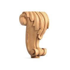 a wooden object that is shaped like an elephant's tail and has been carved into the shape of a letter