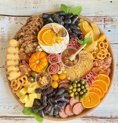 a platter filled with different types of food