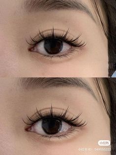 Eye Lashes Styles, Douyin Makeup Lashes, Korean Eyelash Extensions Styles, Douyin Lash Extensions, Natural Anime Lashes, Asian Eye Lash Extensions, Monolid Lashes, Eyelash Extensions Asian Eyes, Eye Makeup Chinese