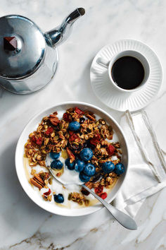 A white porcelain bowl filled with milk and pecan-cranberry granola next to a cup of coffee on a saucer. Best Rhubarb Recipes, Roast Rack Of Lamb, Best Asparagus Recipe, Cream Sauce Pasta, Healthiest Foods, Crunchy Salad, Homemade Pastries, Breakfast Meal, Never Go Back