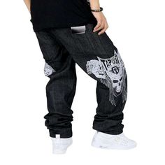 Make an entrance like no other in our 2023 Autumn Collection hip-hop skull embroidery jeans ââ‚?the perfect embodiment of streetwear style! Crafted with a mid-waist. loose fit. and a zipper & button closure. these jeans are a unique blend of urban street style and classic sophistication.Distinctive Features: Street Style: With embroidered detailing and a hip-hop skull pattern. these jeans are the ultimate expression of streetwear style. Embroidered: Expertly patterned with intricate embroidery. Skull Print Cotton Bottoms For Streetwear, Baggy Five-pocket Pants For Streetwear, Hip Hop Cotton Jeans With Five Pockets, Cotton Hip Hop Jeans For Streetwear, Hip Hop Straight Leg Jeans For Streetwear, Punk Style Bottoms With Five Pockets For Streetwear, Casual Black Pants With Skull Print, Cotton Jeans For Streetwear, Hip Hop Baggy Jeans With Five Pockets