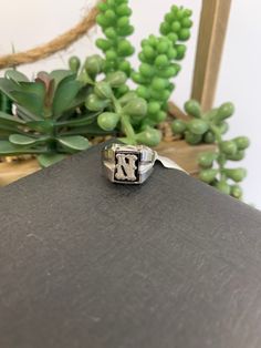 Initial "N" signet ring in sterling silver. The small size can also be for a child. Size 6 Nickel-free Sterling Silver Signet Ring Gift, Silver Open Ring With Monogram Engraving, Silver Monogram Engraved Open Ring, Classic Silver Initial Ring With Monogram, Classic Silver Initial Open Ring, Classic Open Ring Initial Stamped 925, Classic Open Initial Ring Stamped 925, Silver Monogram Signet Ring, Silver Sterling Silver Monogram Initial Ring