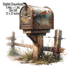 an old fashioned mailbox sitting on top of a wooden post