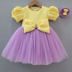 Designer wear kids frock at affordable rates.. Pure handmade Best quality guaranteed For 1 to 6 year kid Can be customised in any colour of your choice Yellow Frock, Tutu En Tulle, Yellow And Lavender, Kids Frock, Tulle Tutu Dress, Lavender Dress, Patch Dress, Flower Yellow, Lavender Dresses