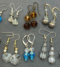 Crystal Bead Earring Lot 18 Pr Clear Aurora Colors Glass Dangle Drop Gold Silver  | eBay Glass Crystal Earrings, Aurora Colors, Bead Earring, Glass Crystal, Jewelry Ideas, Jewelry Branding, Vintage Watches, Crystal Earrings, Crystal Beads