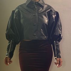 Tease Me Baby Leather Jacket From Fashionnova Trendy Fitted Collared Cropped Jacket, Fitted Collared Biker Jacket For Fall, Fitted Collared Outerwear For Party, Fitted Collared Party Outerwear, Trendy Black Collared Outerwear, Trendy Collared Biker Jacket For Fall, Trendy Collared Biker Jacket For Spring, Fitted Leather Jacket For Night Out, Black Leather Jacket For Fall Party