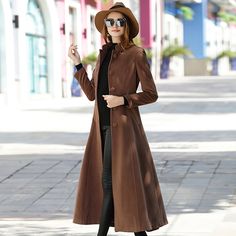 Custom long wool coat women over-the-knee woolen cashmere coat slim waist stand collar thickening Overcoat,Wool Blend Coat,Fall Winter Coat freeshipping - Vivian Seven Dress Coat Outfit, Long Wool Coat Women, Fit And Flare Coat, Mode Mantel, Fall Winter Coat, Wool Coat Women, Langer Mantel, Long Wool Coat, Outwear Jackets