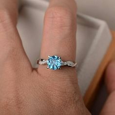 Genuine Swiss blue topaz rings, engagement rings, round cut rings, silver rings, Christmas gifts Twisted Vine Engagement Ring, Engagement Rings Round Cut, Vine Engagement Ring, Blue Topaz Rings, Topaz Rings, Morganite Engagement Ring Set, Swiss Blue Topaz Ring, Blue Topaz Engagement Ring, Topaz Engagement Ring