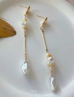 Freshwater Keshi Pearl Earring Pearl Dangle Earring S925 Studs Baroque Pearl Drop Earring Long Pearl Gift for Her - Etsy Delicate Baroque Pearl White Earrings, Delicate Baroque Pearl Earrings With Pearl Charm, Dangle Earrings With Baroque Pearl Chain, Dainty Baroque Pearl Dangle Earrings, Handmade Pearl Pendant Earrings For Jewelry Making, Pearl Pendant Earrings For Jewelry Making, Baroque Pearl Dangle Earrings For Gift, Minimalist Baroque Pearl Earrings With Pearl Chain, Baroque Pearl Earrings With Pearl Charm For Jewelry Making