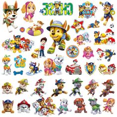 the paw patrol character stickers are all different colors and sizes, but one is for each